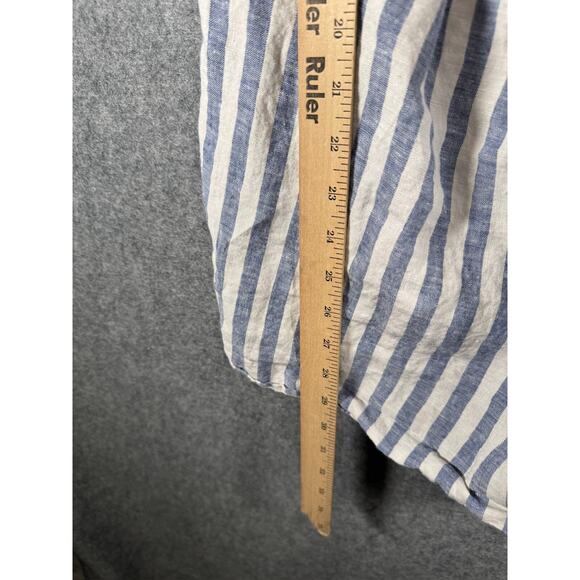 Cynthia Rowley Dress Women XS Blue‎ Striped Off The Shoulder Smocked Mini Linen - Picture 3 of 6
